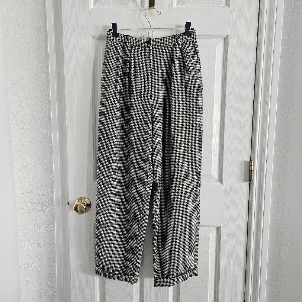 Vintage Talbots 100% Wool Houndstooth High Waisted Trousers